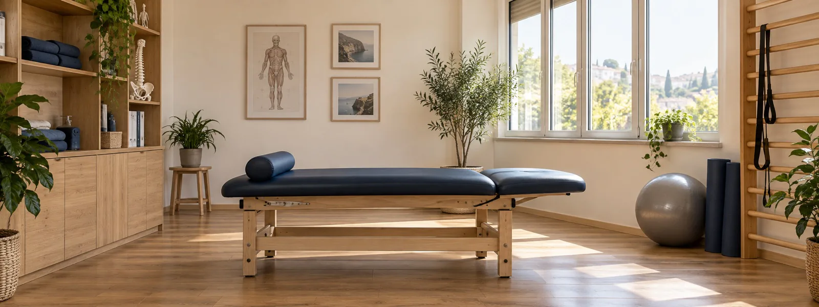 The interior of a physiotherapy studio.